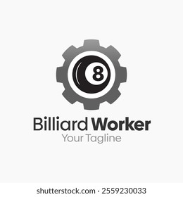 Billiard Worker Logo Design Template. Good for Business, Agency, Community and Organization.