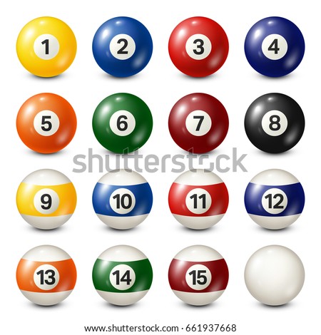 Billiard,pool balls collection. Snooker. White background. Vector illustration.