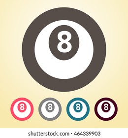Billiards 8 Ball Icon in round shape.