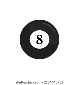  Billiards 8-ball pool black icon isolated on white background for sport and fun apps