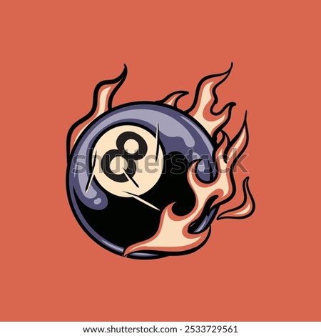 billiards 8-ball pool fire illustration
