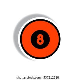 Billiards 8-ball pool stylish icon in paper sticker style billiard ball