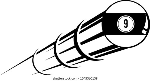 Billiards 9-Ball Ball Motion Moving Effect With Speed Line Trails