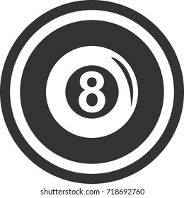 Billiards ball black , dark circle sign design