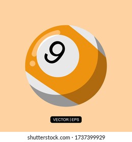 Plantilla de logotipo de ilustración de vector de icono plano de Billiards Ball para muchos fines.