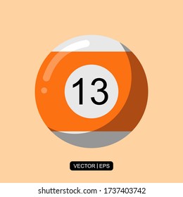 Plantilla de logotipo de ilustración de vector de icono plano de Billiards Ball para muchos fines.