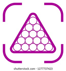Billiards ball icon in focus. White background