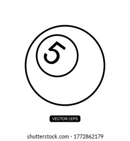 Plantilla de logotipo de ilustración de vectores de icono de línea de Ball de Billiards para muchos fines.