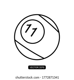 Plantilla de logotipo de ilustración de vectores de icono de línea de Ball de Billiards para muchos fines.
