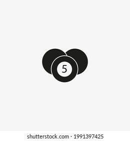 Billiards ball number 5, line icon for sports apps and websites