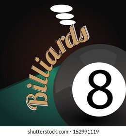 billiards ball on abstract table background