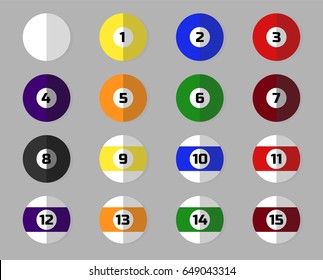 Billiards balls icons shiny colorful design