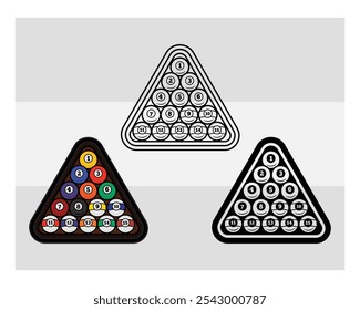 Billiards, Billiards Balls, Pool, Pool Balls, Snooker, Billiards Silhouette, Pool Game, Billiards png, Snooker clipart, outline, vector, 