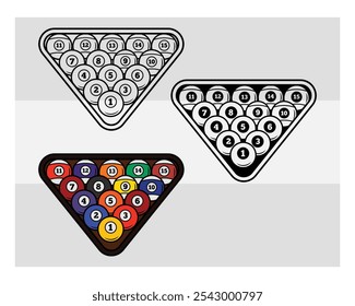 Billiards, Billiards Balls, Pool, Pool Balls, Snooker, Billiards Silhouette, Pool Game, Billiards png, Snooker clipart, outline, vector, 