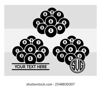 Billiards, Billiards Balls, Pool, Pool Balls, Snooker, Billiards Silhouette, Pool Game, Billiards png, Snooker clipart, outline, vector, 