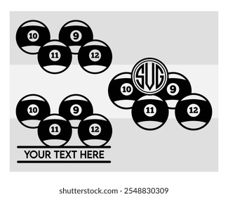 Billiards, Billiards Balls, Pool, Pool Balls, Snooker, Billiards Silhouette, Pool Game, Billiards png, Snooker clipart, outline, vector, 