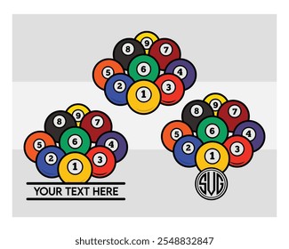 Billiards, Billiards Balls, Pool, Pool Balls, Snooker, Billiards Silhouette, Pool Game, Billiards png, Snooker clipart, outline, vector, 