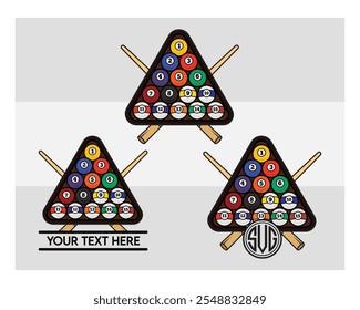 Billiards, Billiards Balls, Pool, Pool Balls, Snooker, Billiards Silhouette, Pool Game, Billiards png, Snooker clipart, outline, vector, 