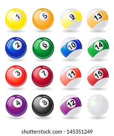 billiards balls vector illustration isolated on white background