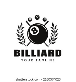 Billiards Design Logo Showing Black Ball Stock Vector (Royalty Free ...