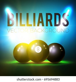 Billiards design template. Balls with spotlights. Game elements. Vector illustration