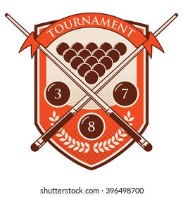 Billiards emblems labels and designed elements. Color Version.