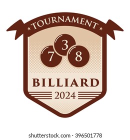 Billiards emblems labels and designed elements. Duo-tone version.