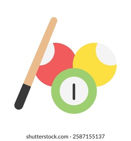 Billiards flat color, mini illustration icon. use for modern concept, print, UI, UX kit, web and app development. Vector EPS 10, related to entertainment, festival, funfair and hobbies.