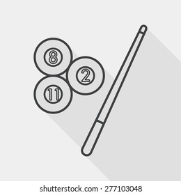 billiards flat icon with long shadow, line icon