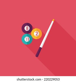 billiards flat icon with long shadow,eps10