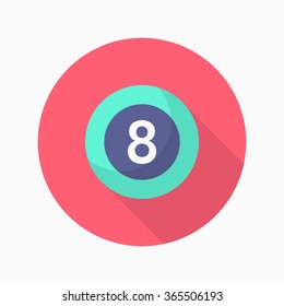 Billiards flat  icon with long shadow,eps10