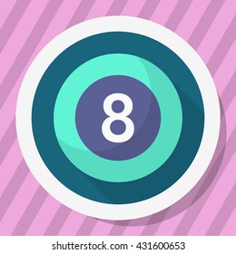 Billiards flat  icon with long shadow,eps10