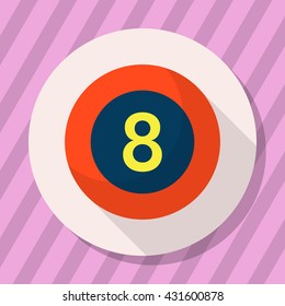 Billiards flat  icon with long shadow,eps10