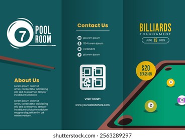 Billiards Game Cartoon Style Brochure  Background Templates