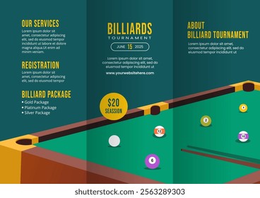 Billiards Game Cartoon Style Brochure  Background Templates