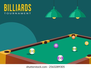 Billiards Game Flat Cartoon Templates for Social Media Background