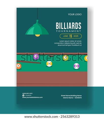 Billiards Game Illustration Templates for Vertical Poster Design Projects