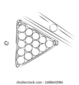 Billiards game, vector sketch illustration 