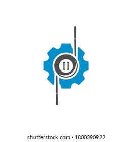 Billiards with Gear logo design vector. Sport labels for poolroom. Billiards club logo template.