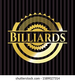 Billiards gold shiny badge. Vector Illustration. Detailed.