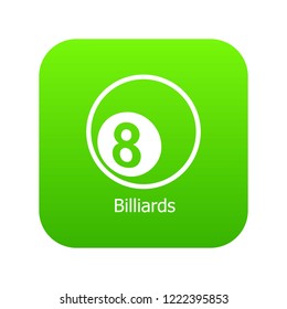 Billiards icon green vector isolated on white background