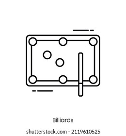 billiards icon. Outline style icon design isolated on white background