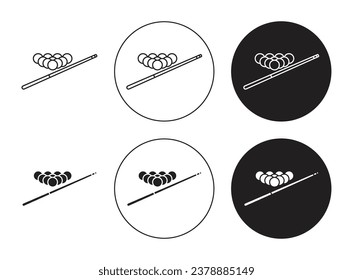conjunto de iconos billares. símbolo vectorial del juego del pool de mesas de juego. signo de un juego de bolas de snooker en estilo negro relleno y delineado.