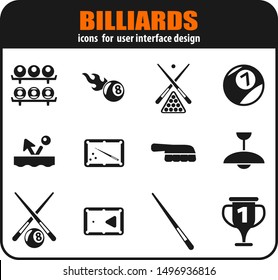 Billiards Icon Set For Your Design. Vector Icons