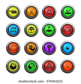 Billiards icons set for web sites and user interface