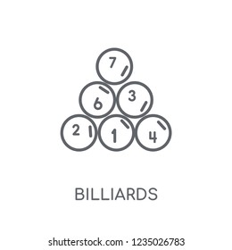 Billiards linear icon. Modern outline Billiards logo concept on white background from Entertainment and Arcade collection. Suitable for use on web apps, mobile apps and print media.