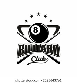 Vector de diseño de logotipo de billar. Etiquetas deportivas para sala de billar. Plantilla del logotipo del club de billar.