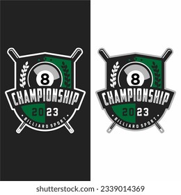 Billiards logo icon design, sports badge template. Vector illustration