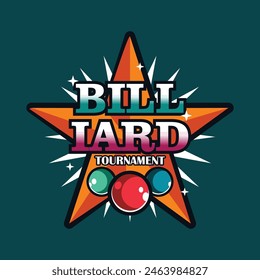 Billiards logo or Modern professional sports typography in retro style. Vector design emblem, badge and logo design sporty template