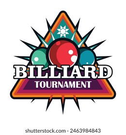 Billiards logo or Modern professional sports typography in retro style. Vector design emblem, badge and logo design sporty template
